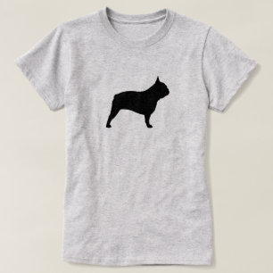 Black Fransk Bulldog Silhouette Frenchie Hund T Shirt
