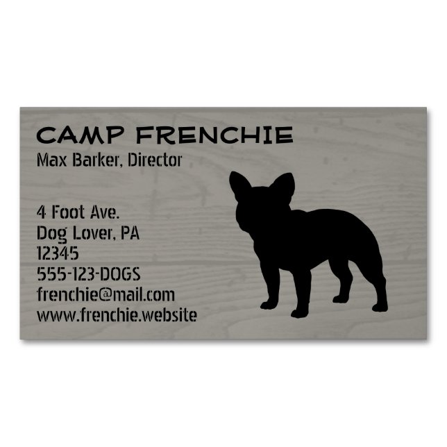 Black Fransk Bulldog Silhouette | Frenchie Hund Visitkortmagnet (Framsida)