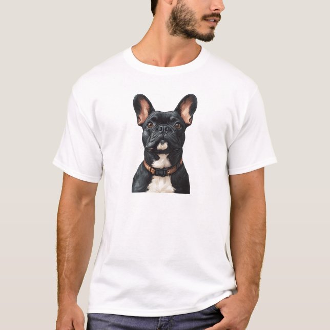 Black Fransk Bulldog T-Shirt (Framsida)