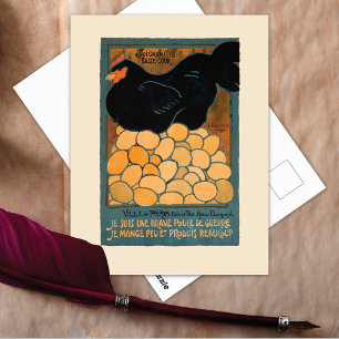 Black Fransk Hen Lithograph-vykort Vykort