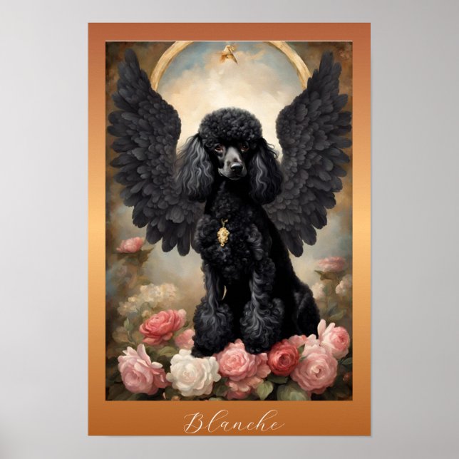 Black Fransk Pudel Classical Art Porträtt Poster (Framsidan)
