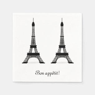 Black Fransk Theme Eiffel Torn Bon Appetit Pappersservett