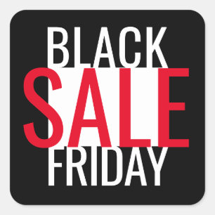 BLACK FREDAG SALE BLACK WHITRED RED MINIMAL FYRKANTIGT KLISTERMÄRKE