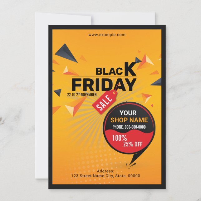 Black Fredag Sale Flyer Inbjudningar (Framsida)