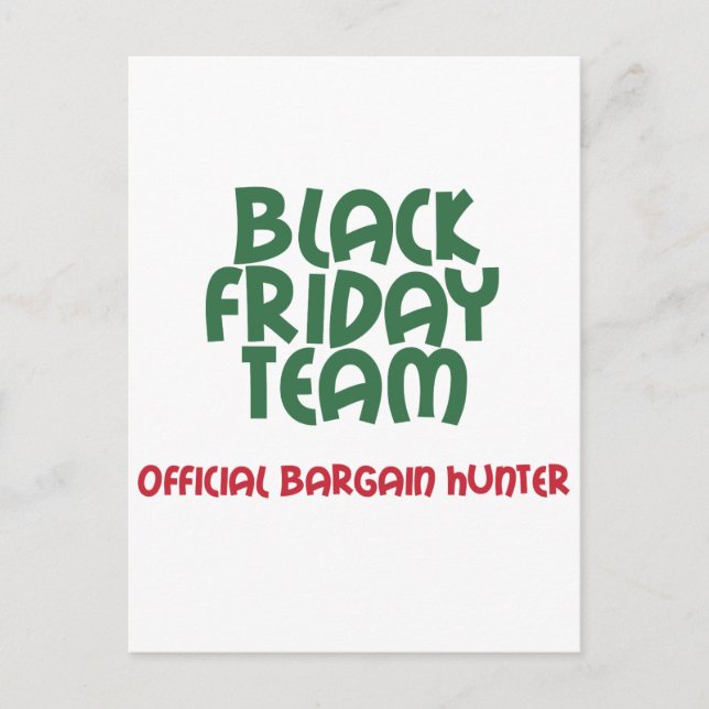 Black Fredag Team: Officiell Bargain Hunter Vykort (Framsida)