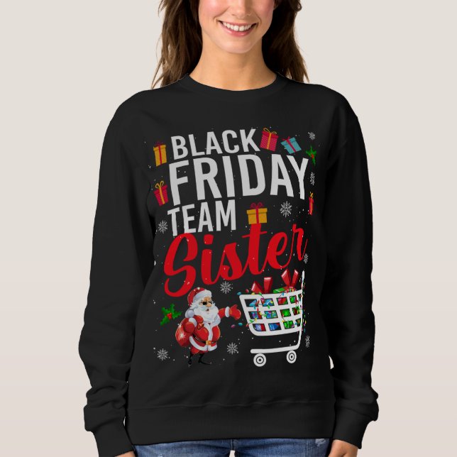 Black Fredag Team Sister Cute Julköp L T Shirt (Framsida)