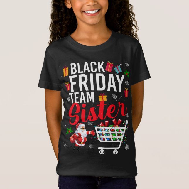 Black Fredag Team Sister Cute Julköp L T Shirt (Framsida)