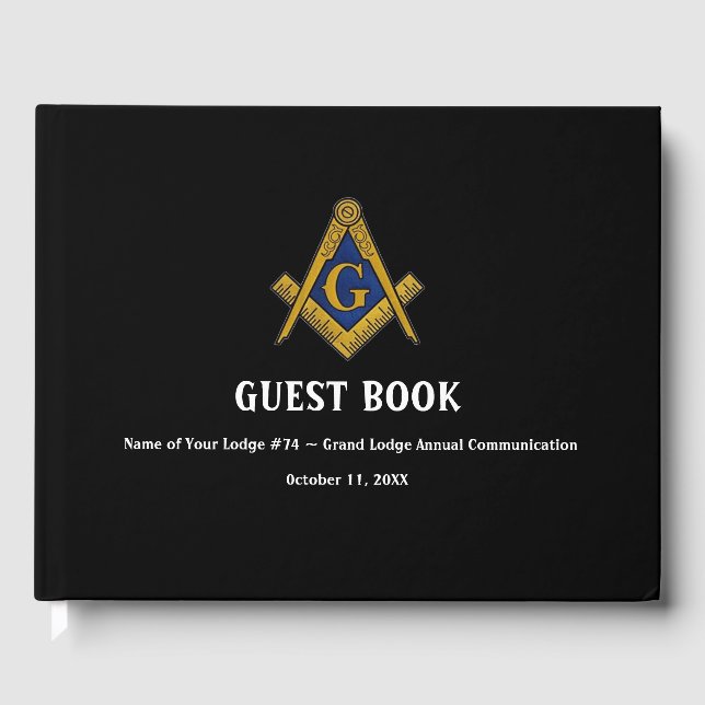 Black Freemasons Masonry Square och Compass Gästböcker (Framsida)