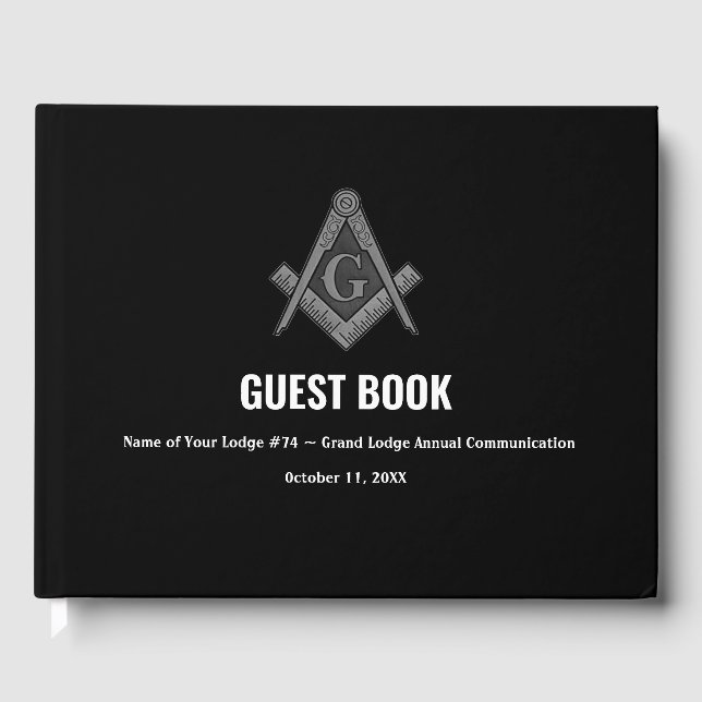 Black Freemasons Masonry Square och Compass Gästböcker (Framsida)