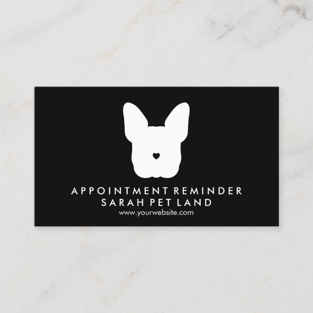 Black French Bulldog Appointment Reminder Dog Visitkort (Framsida)