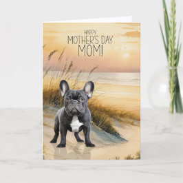 Black French Bulldog Sunset Beach Mother's Day Helgkort