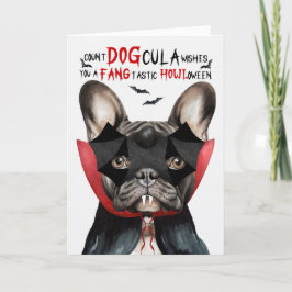 Black Frenchie Hund Count DOGcula Funny Halloween Helgkort