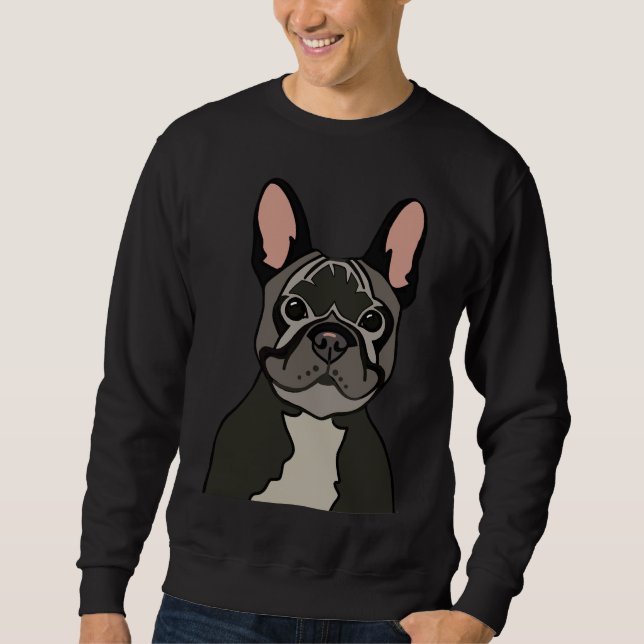 Black Frenchie Lång Ärmad Tröja (Framsida)
