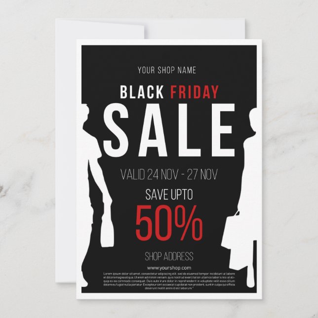 Black Friday Kampanj Rabatt Poster Inbjudningar (Framsida)