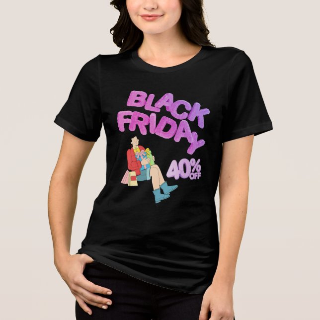 Black Friday-rea | Djärv svart T-shirt för kvinnor (Framsida)