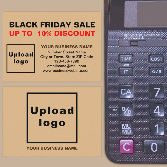 Black Friday-rea på ljusbrun kuvertkard Tilläggskort (Front and back of the enclosure card)