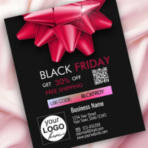 Black Friday-rea Svart Båge QR-kod Rabatt Flyer