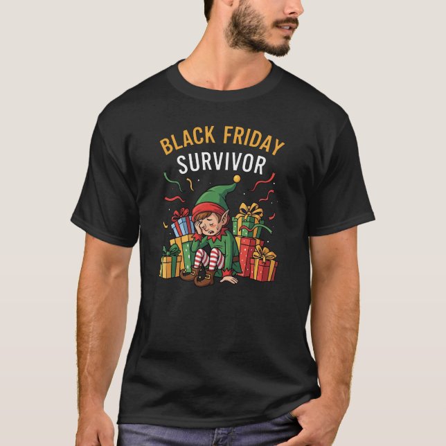 Black Friday Survivor – Funny Christmas Shopper T Shirt (Framsida)