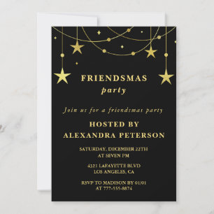 Black Friendsmas-inbjudningar Party Guld Stars Inbjudningar