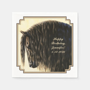 Black Friesian Draft Horse Pappersservett