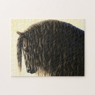Black Friesian Draft Horse Pussel