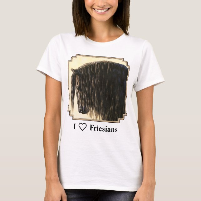 Black Friesian Draft Horse T Shirt (Framsida)