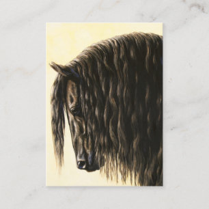 Black Friesian Draft Horse Visitkort