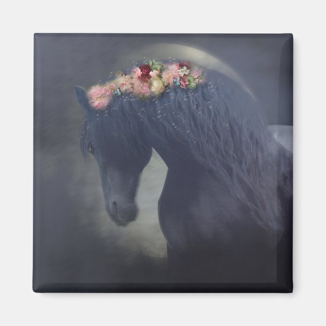 Black Friesian Horse - Magnet (Framsidan)
