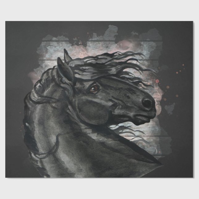 Black Friesian Horse Presentpapper (Platt)