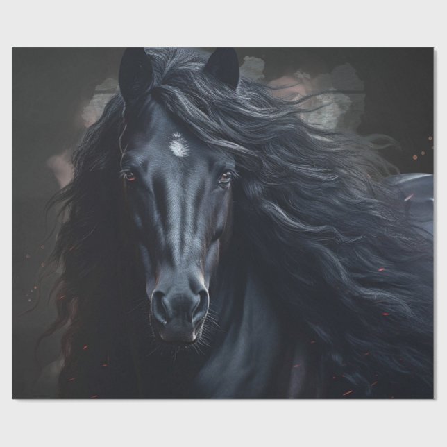 Black Friesian Horse Presentpapper (Platt)