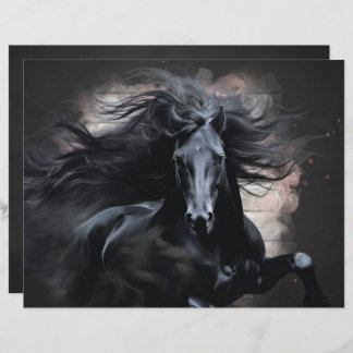 Black Friesian Horse Scrapbook Paper