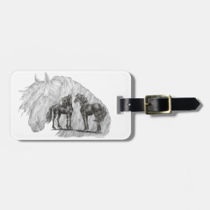 Black Friesian Horses Manes Svan Bagagebricka