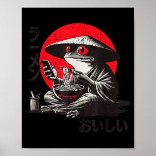 Bläck Frosk Ninja Mobiltelefon Ramen Läcker Vintag Poster