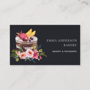 BLACK FRUIT BLOMMIGT CAKE PATISSERIE CUPCAKE BAKER VISITKORT