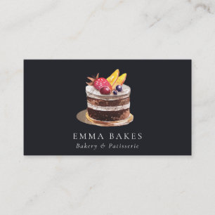 BLACK FRUKT BLOMMIGT CAKE PATISSERIE CUPCAKE BAKER VISITKORT