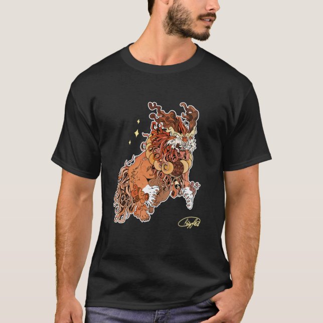 Black Fu Hund T-Shirt med artist namnteckning  (Framsida)
