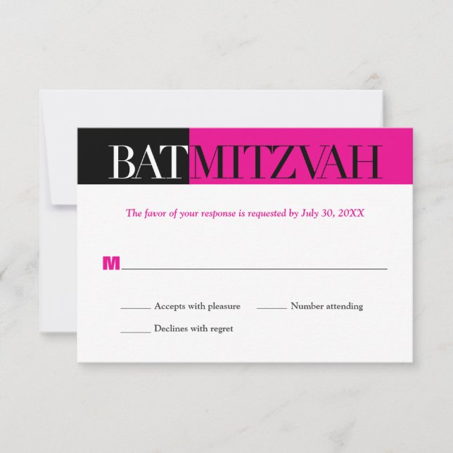 Black Fuchsia Block Bat mitzvah Reply OSA (Framsida)