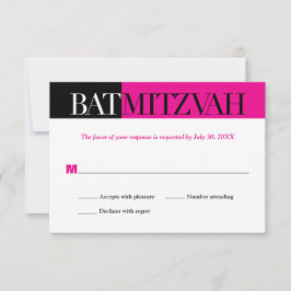 Black Fuchsia Block Bat mitzvah Reply OSA Kort