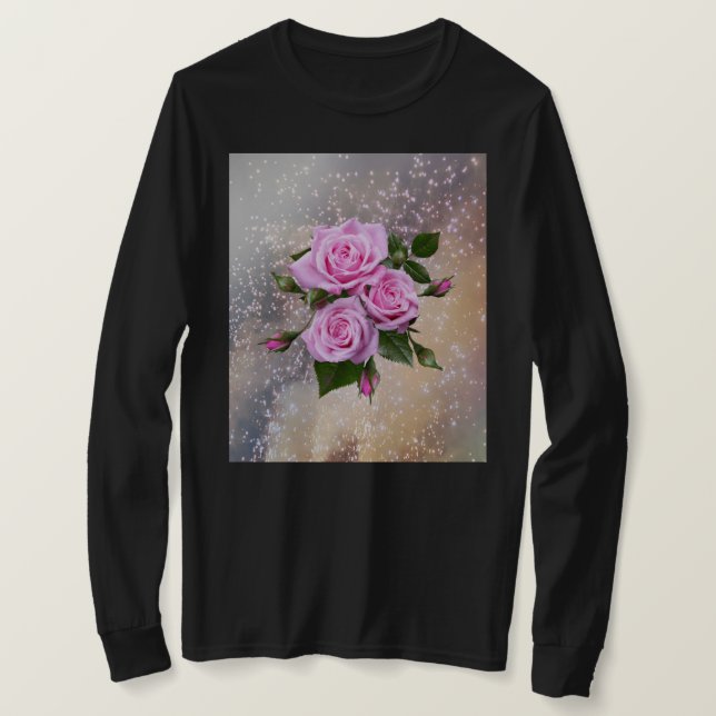 Black full sleeves shirt with roses t (Design framsida)