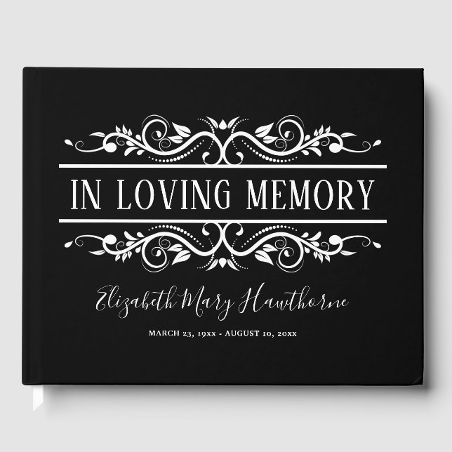 Black Funeral Bok of Condolence | Memorial (Framsida)