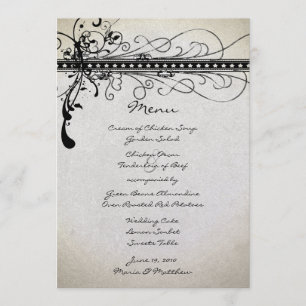 Black Funky Rustic Land Elegant bröllop Menu Meny