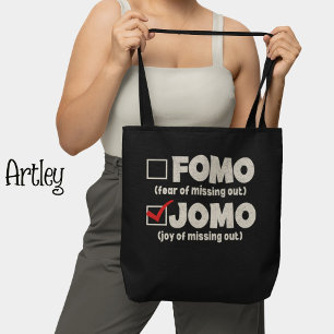 Black Funny FOMO JOMO, markera rutan Introvert Tygkasse