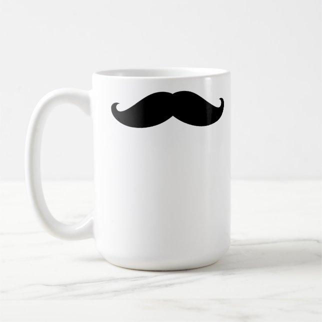 Black Funny Hipster Mustache Kaffemugg (Vänster)