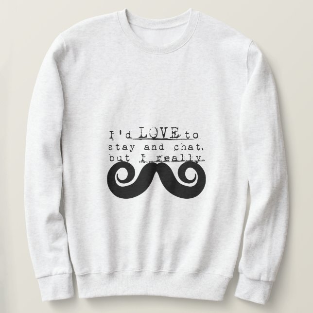 Black Funny Humor I Mustache Lång Ärmad Tröja (Design framsida)