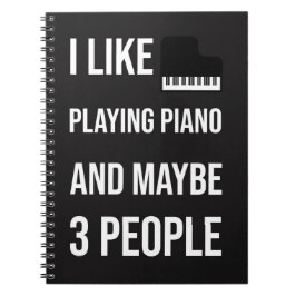 Black Funny Piano Accessories Gifts Pianist Humor Anteckningsbok