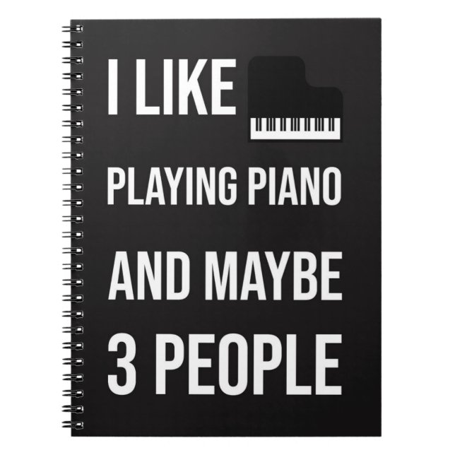Black Funny Piano Accessories Gifts Pianist Humor Anteckningsbok (Framsidan)