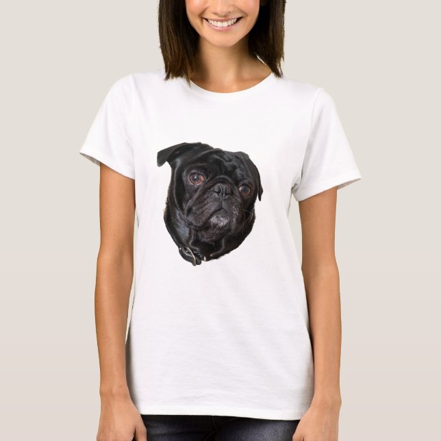 Black Funny Pug T-shirt (Framsida)