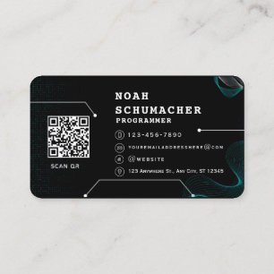 Black Futuristiska Modern Programmer Visitkort
