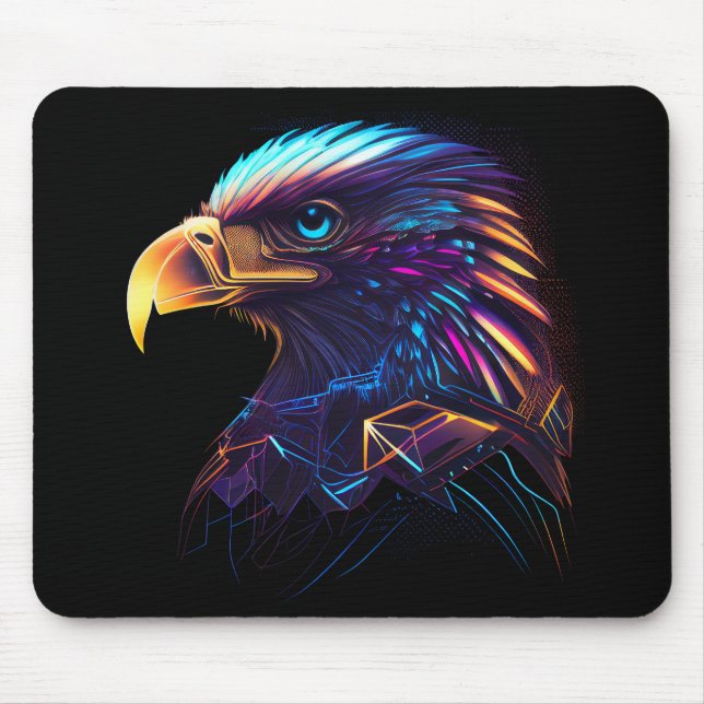 Black Futuristiska Neon Eagle Musmatta (Framsidan)
