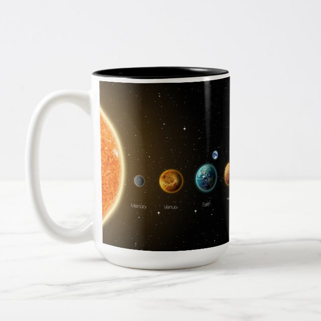 Black Galaxy Print Solar System Mugg (Vänster)